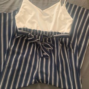 Navy blue and cream jumpsuit